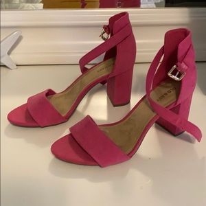 Pink Old Navy Ankle Strap Suede Heels
